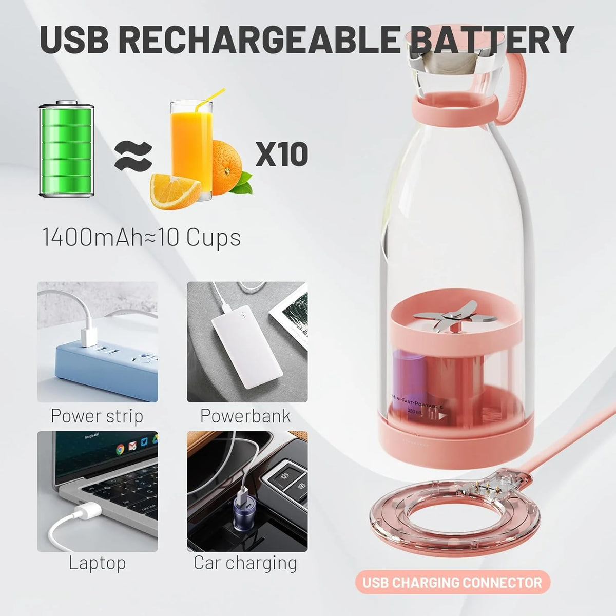 Portable Blender Bottle Cordless Magnetic Charging