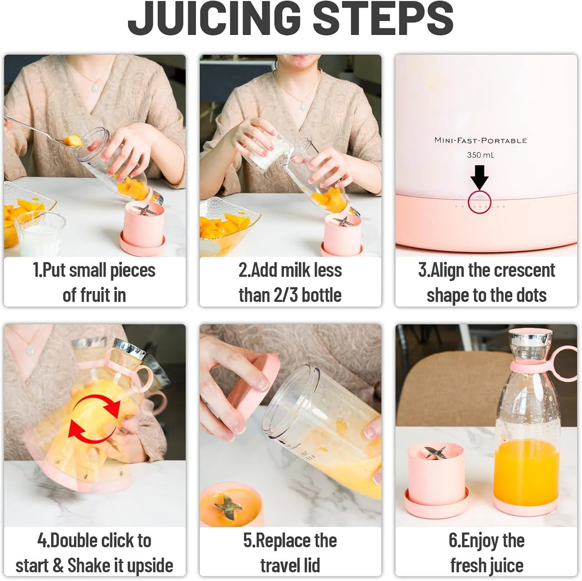 Portable Blender Bottle Cordless Magnetic Charging