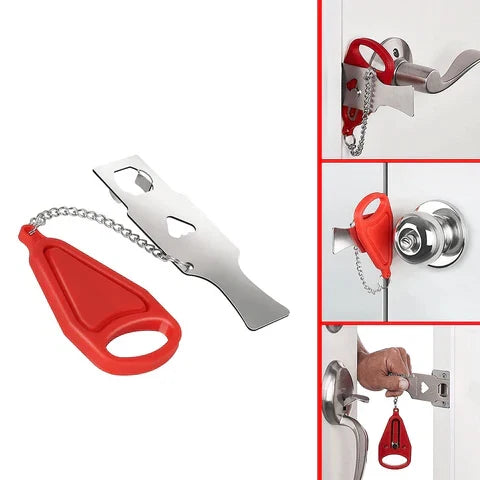 Portable Door Lock Tool-Free Compact Alloy Security