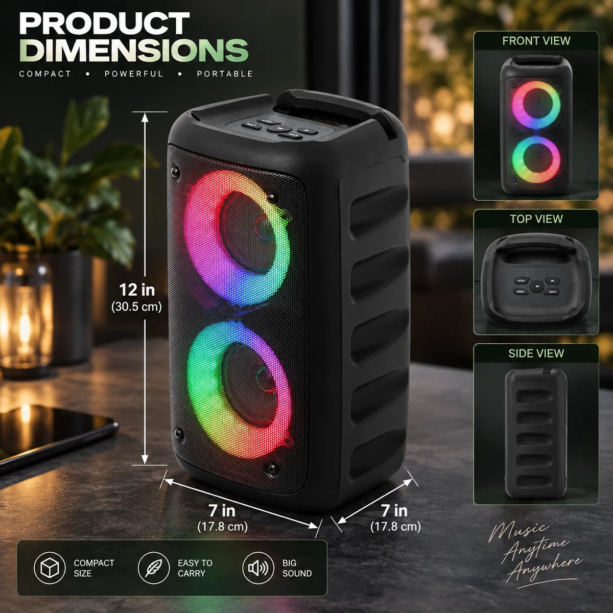 Portable Karaoke Machine Wireless Mics 8-Hour Battery