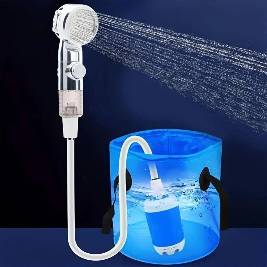 Portable Shower Pump Rechargeable Adjustable Pressure