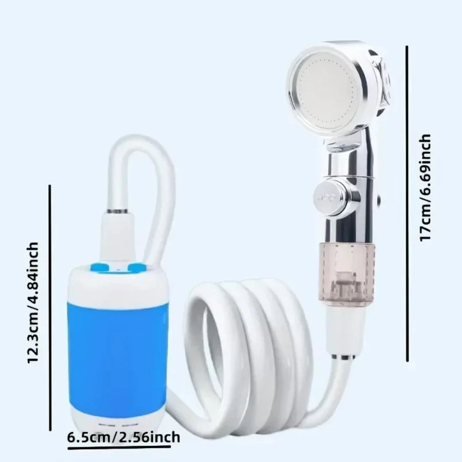 Portable Shower Pump Rechargeable Adjustable Pressure