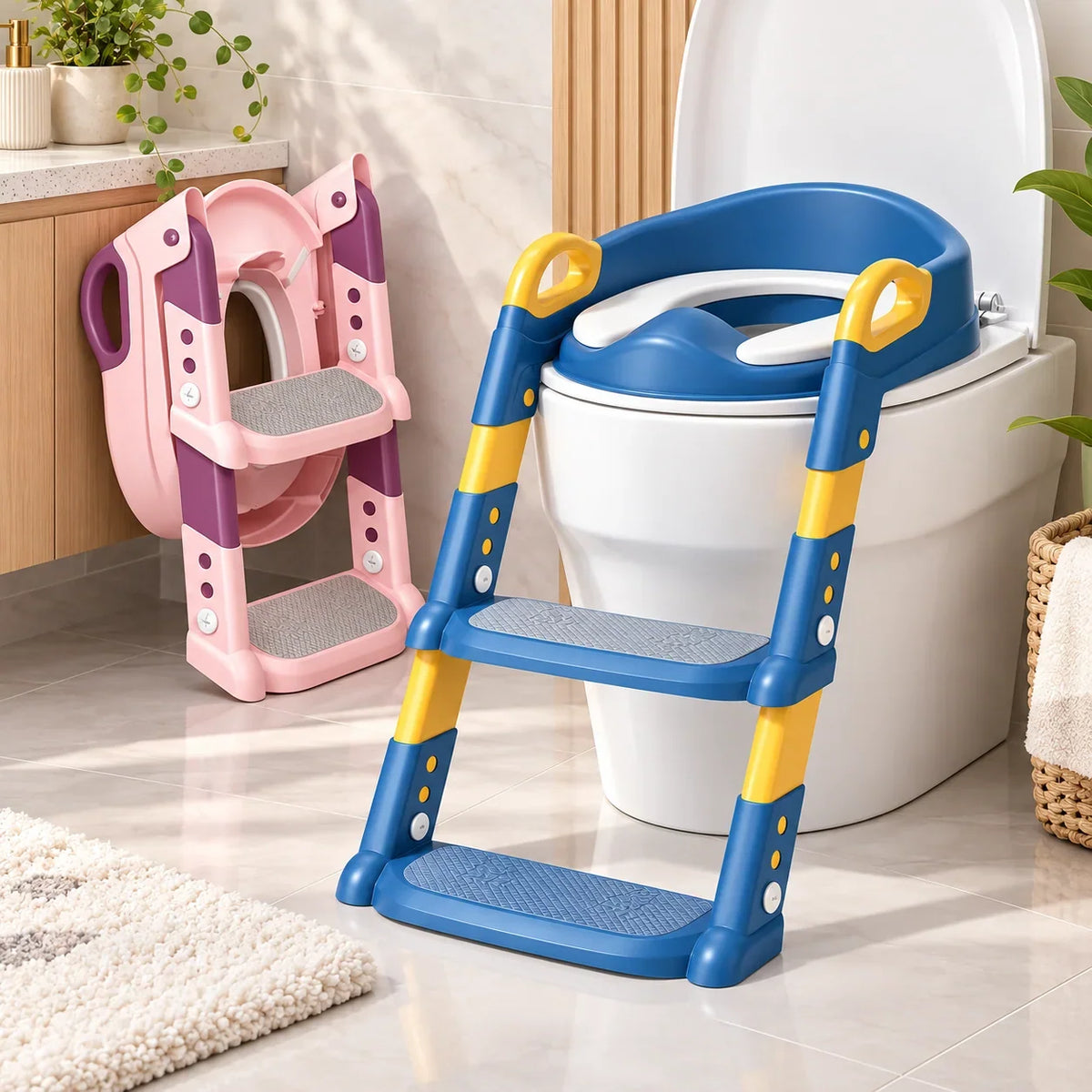 Potty Training Seat Ladder Foldable Space-Saving Step Stool
