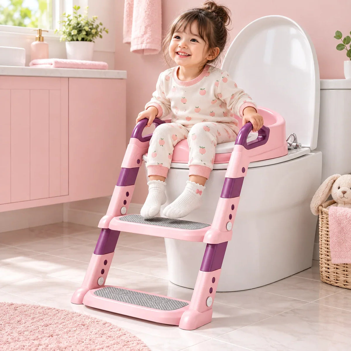 Potty Training Seat Ladder Foldable Space-Saving Step Stool