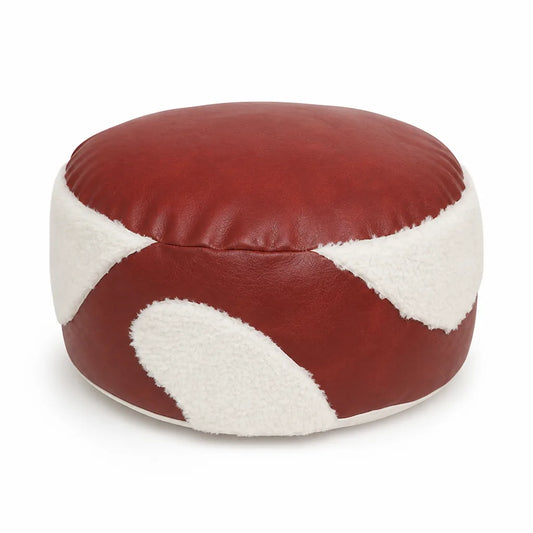 Pouf Ottoman Faux Leather & Sherpa Removable Cover