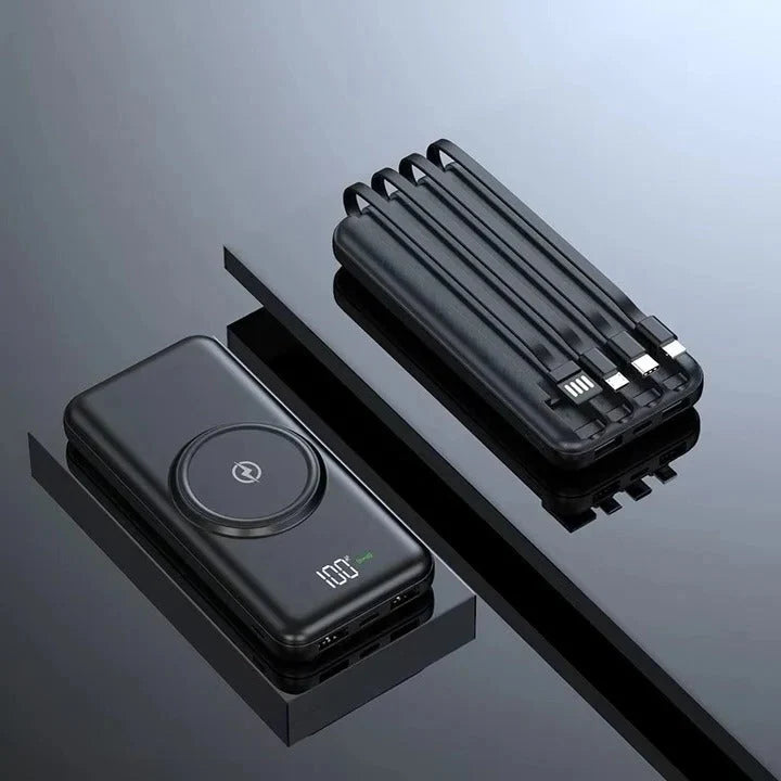 Power Bank 20000mAh Built-In Cables Wireless Charging