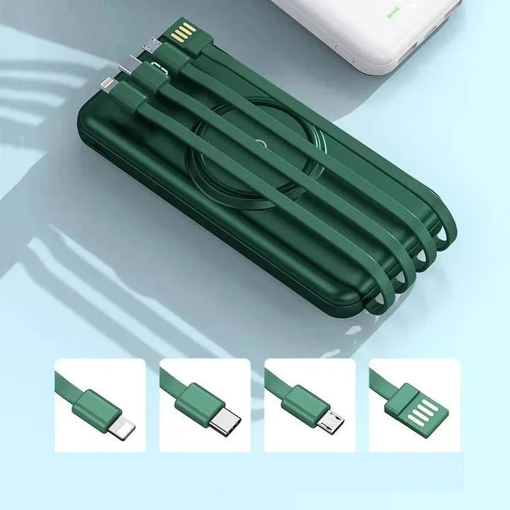 Power Bank 20000mAh Built-In Cables Wireless Charging