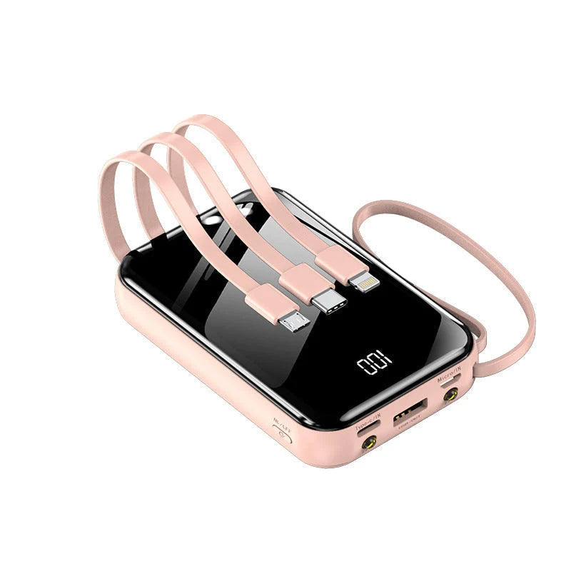 Power Bank Fast Charging Three Built-In Cables Digital Display