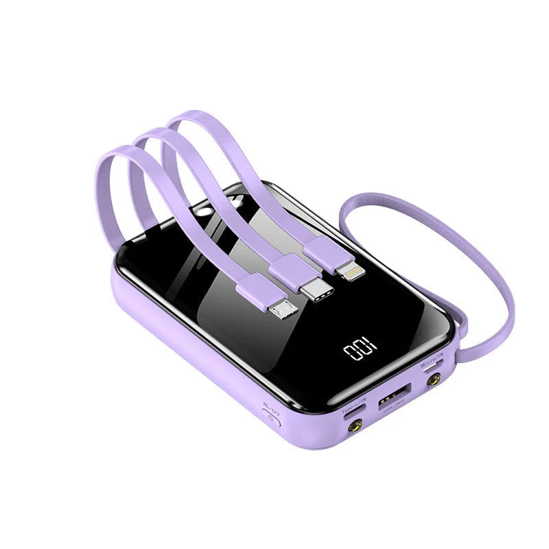Power Bank Fast Charging Three Built-In Cables Digital Display