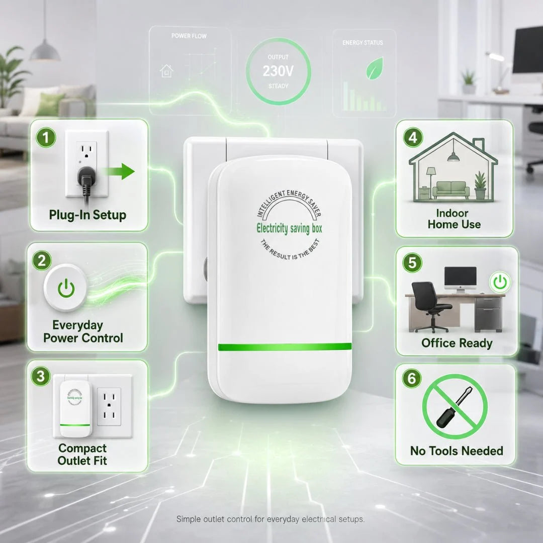 Power Saver Plug Compact Plug-In Design for Indoor Outlets