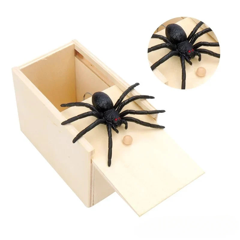 Prank Box Wooden Spring-Loaded Pop-Up Spider