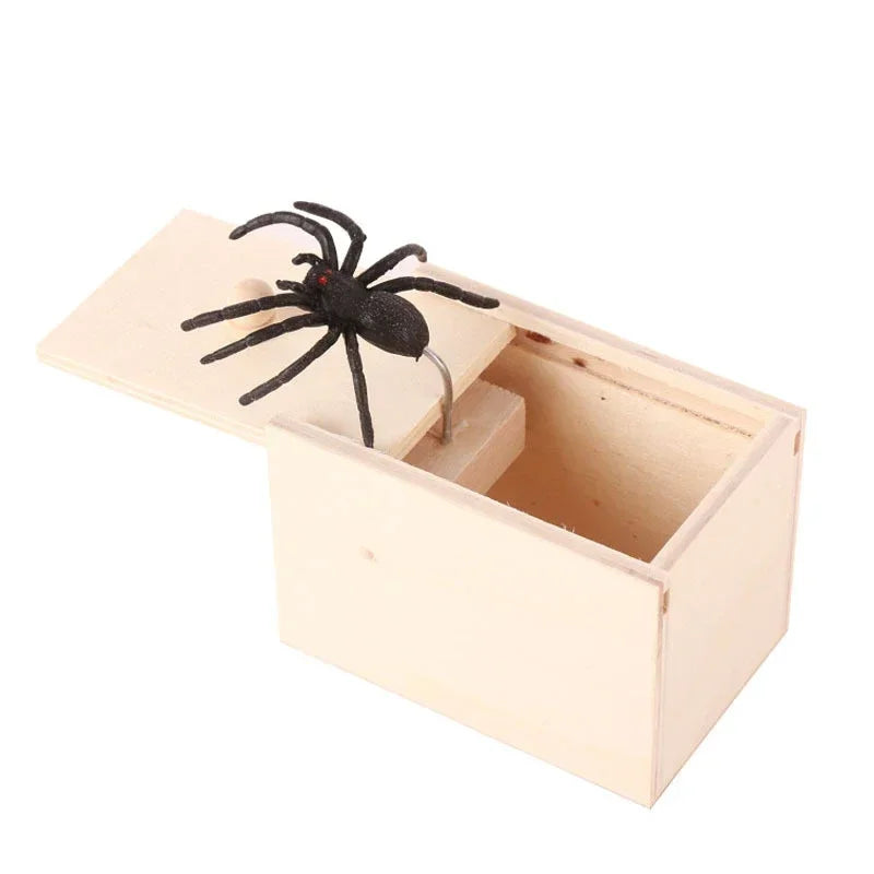 Prank Box Wooden Spring-Loaded Pop-Up Spider