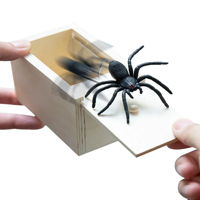 Prank Box Wooden Spring-Loaded Pop-Up Spider