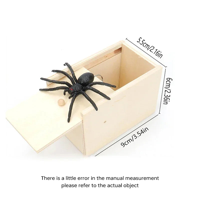 Prank Box Wooden Spring-Loaded Pop-Up Spider