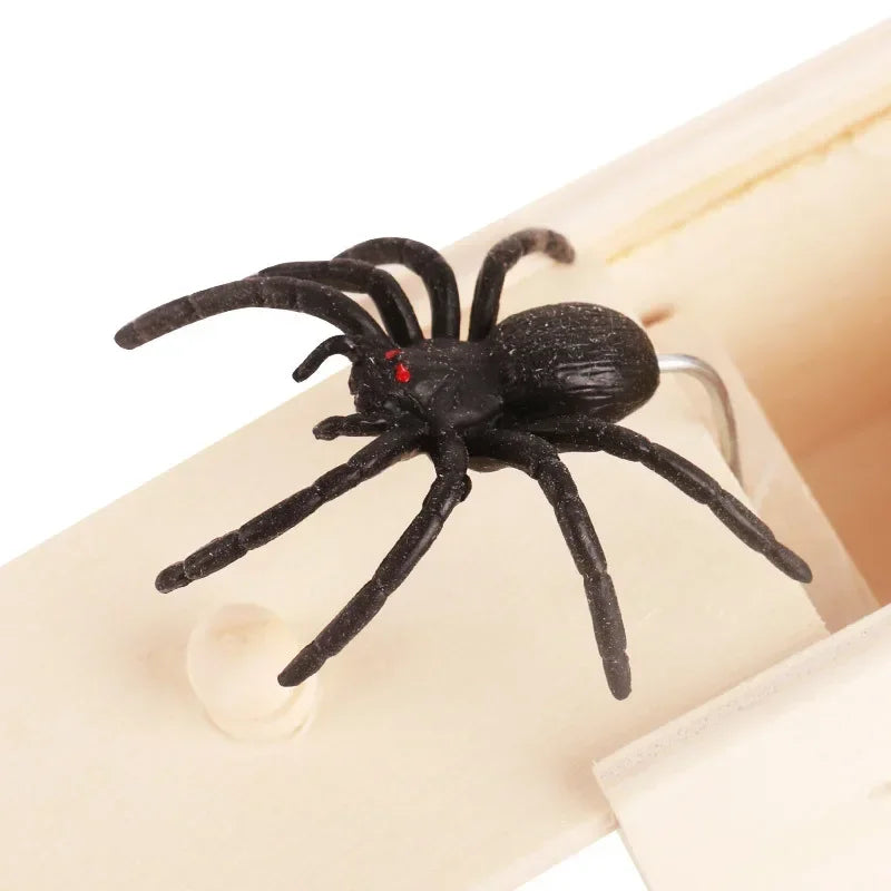 Prank Box Wooden Spring-Loaded Pop-Up Spider