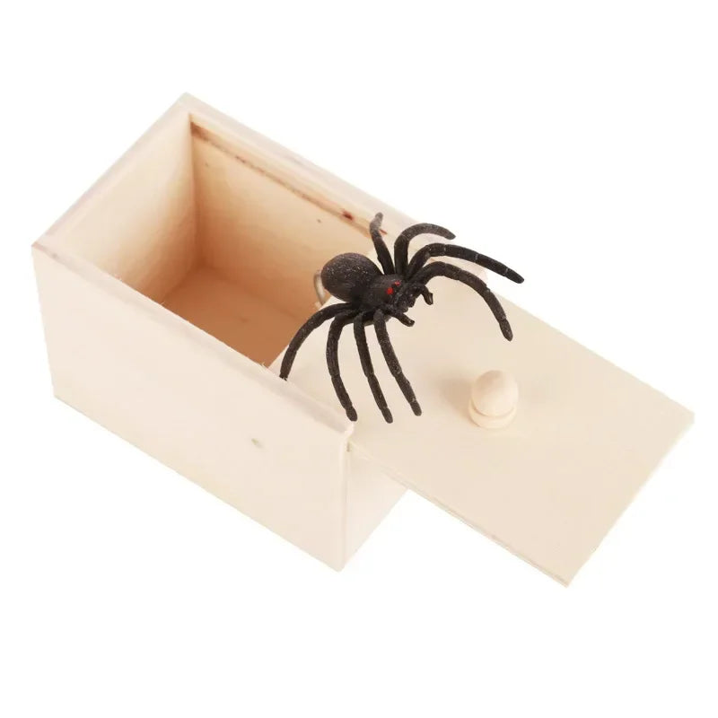 Prank Box Wooden Spring-Loaded Pop-Up Spider