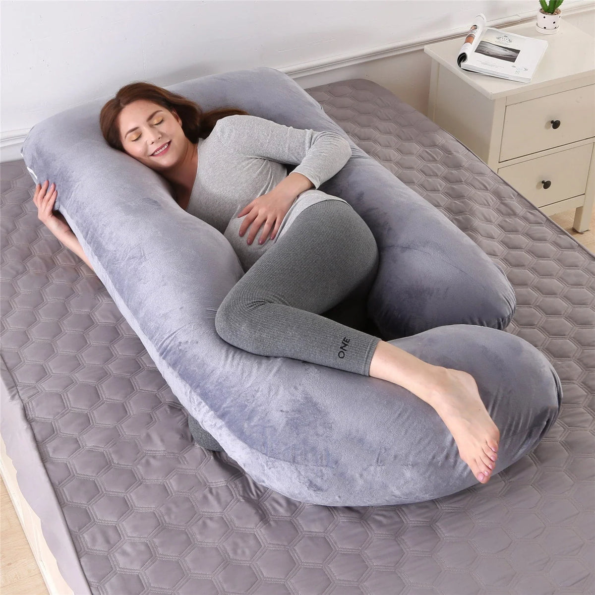 Pregnancy Pillow U-Shaped Full Body Support Cool Cover