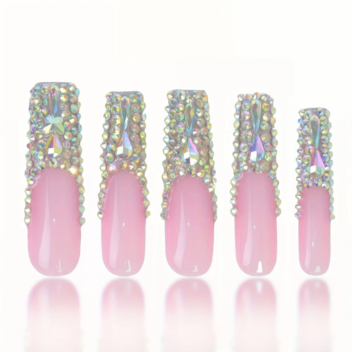 Press-On Nails 3D Design Sparkling Gem Accents Easy Application