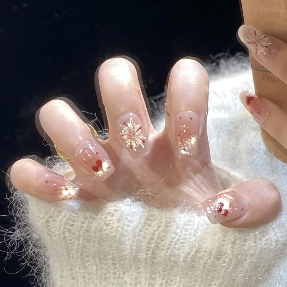 Press-On Nails 3D Embellished Designs Easy Application S and M Sizes