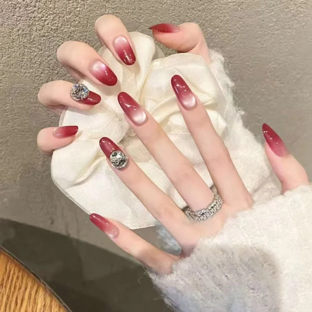 Press-On Nails 3D Embellished Designs Easy Application S and M Sizes