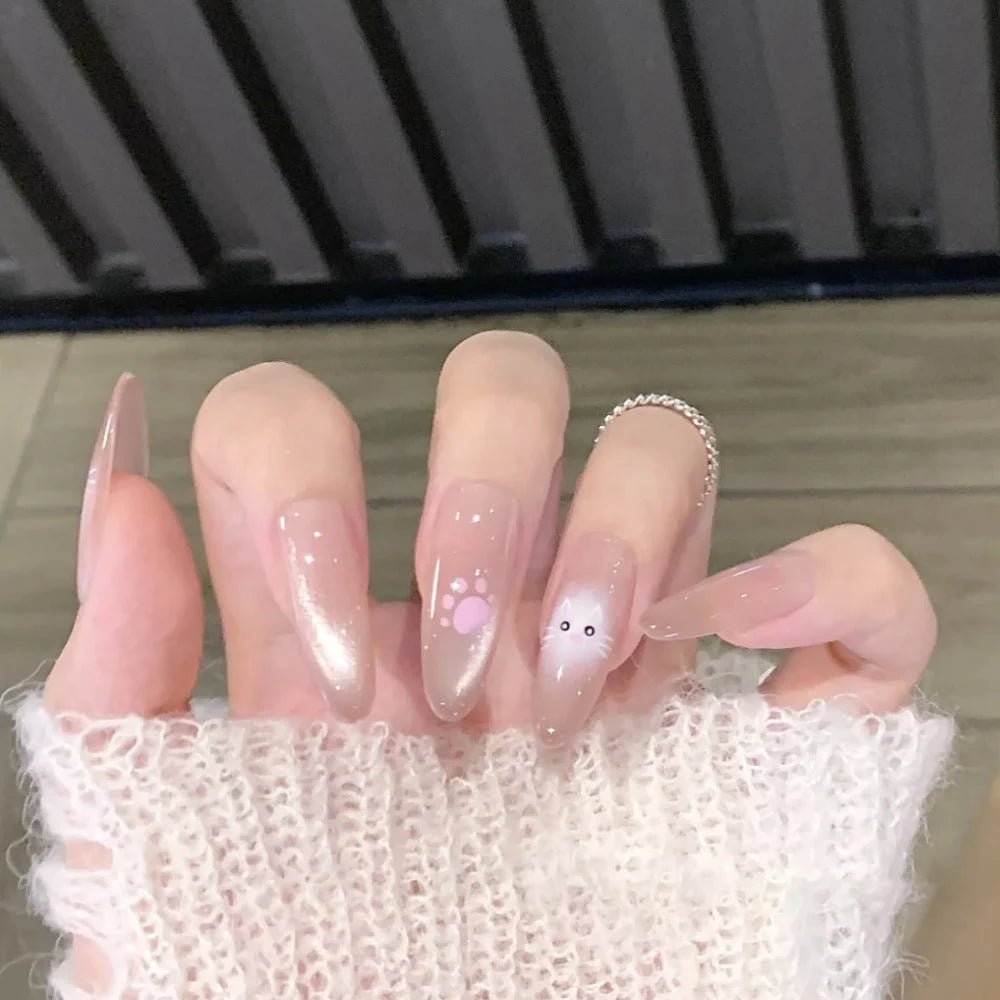 Press-On Nails 3D Embellished Designs Easy Application S and M Sizes
