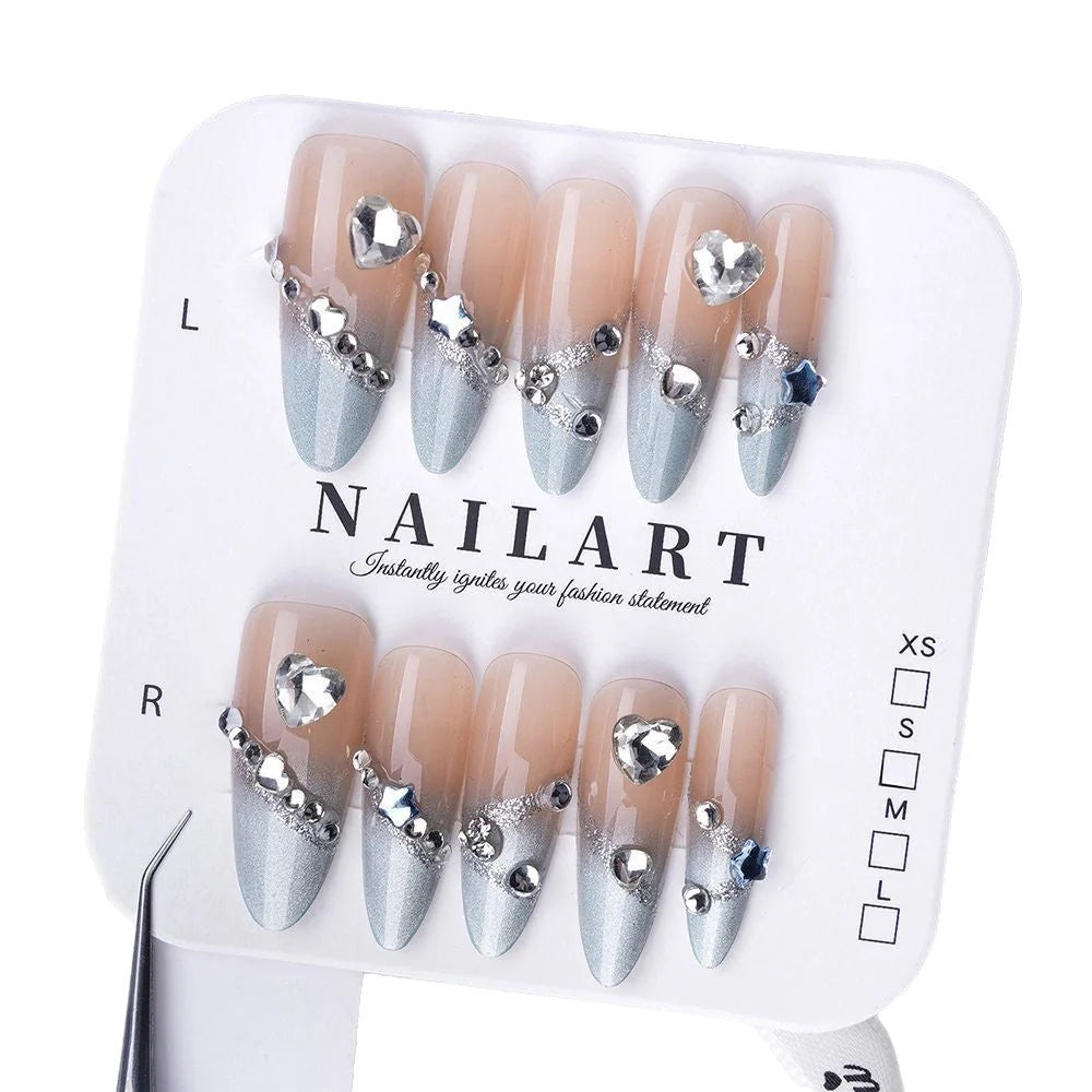 Press-On Nails 3D Embellished Glue-Free Application