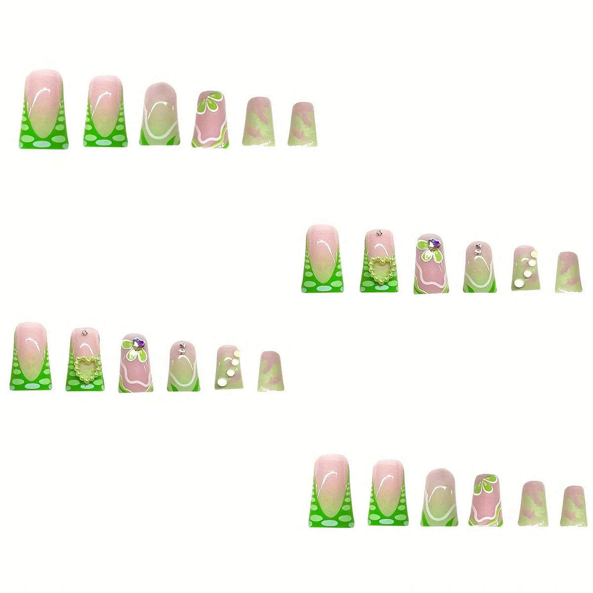 Press-On Nails 3D Floral Design Chip-Resistant Wear