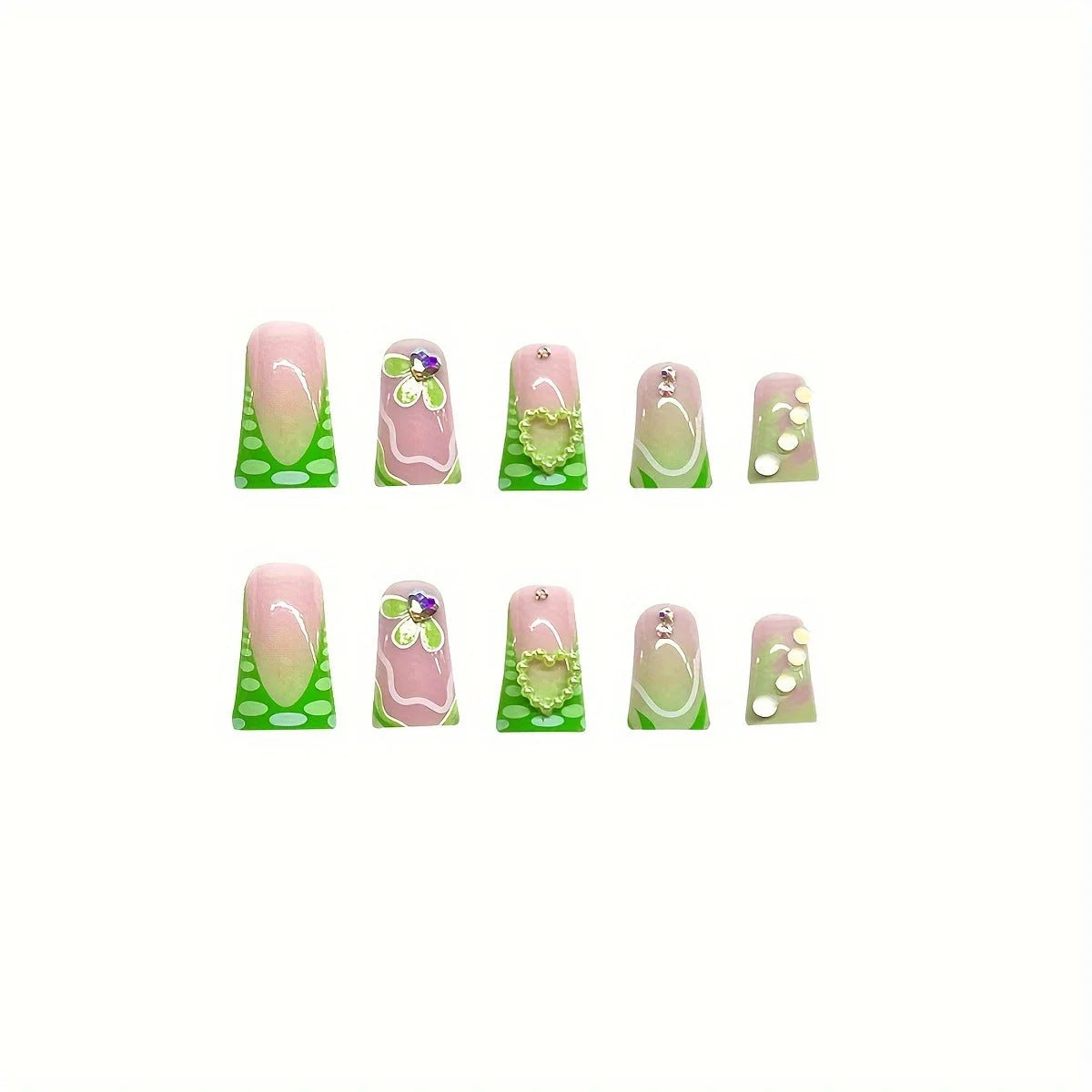 Press-On Nails 3D Floral Design Chip-Resistant Wear