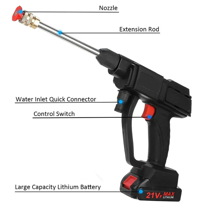 Pressure Washer Cordless Dual Rechargeable Batteries Adjustable Spray Nozzles