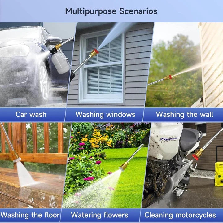 Pressure Washer Cordless Dual Rechargeable Batteries Adjustable Spray Nozzles