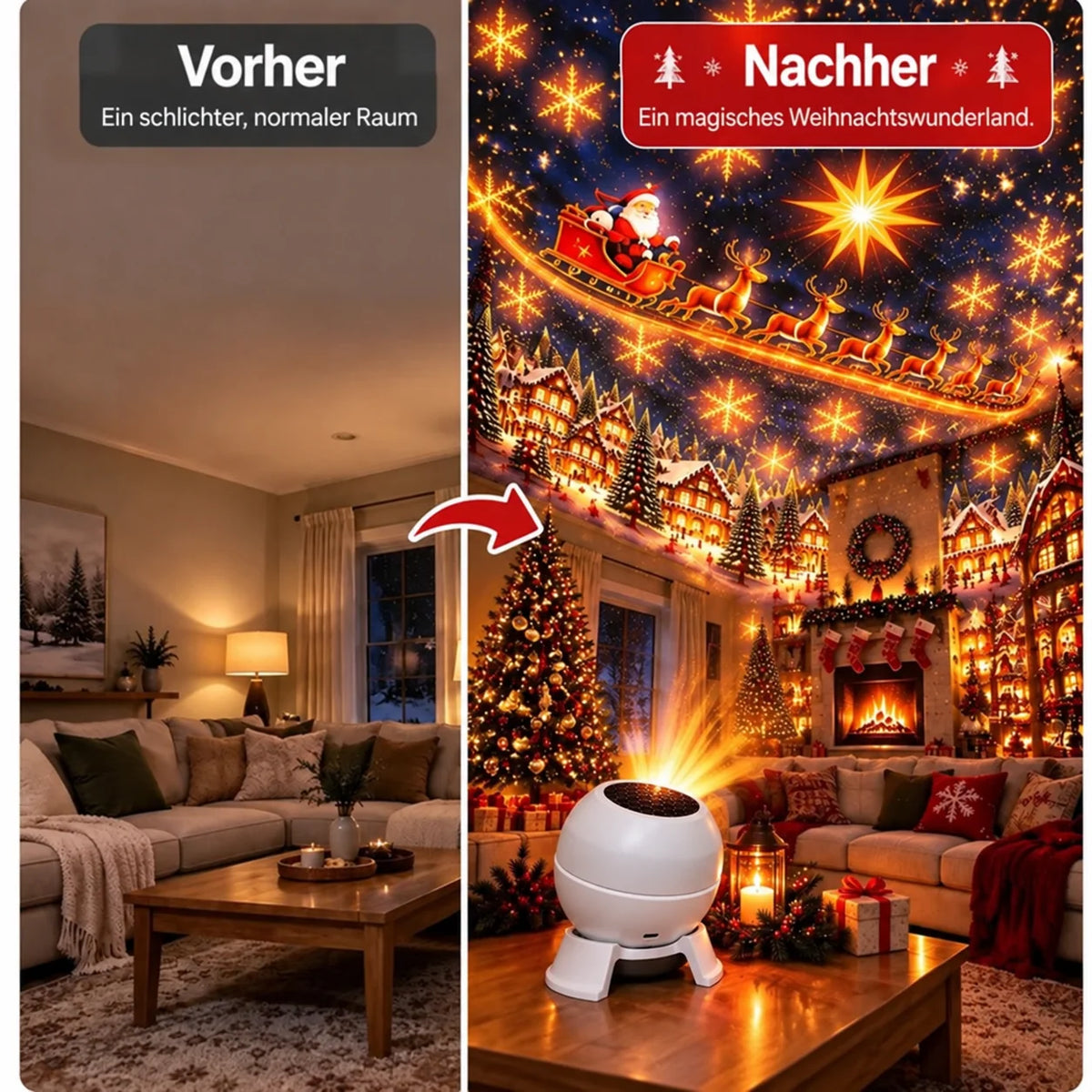 Projection Light Christmas Wall & Ceiling Scenes USB Powered