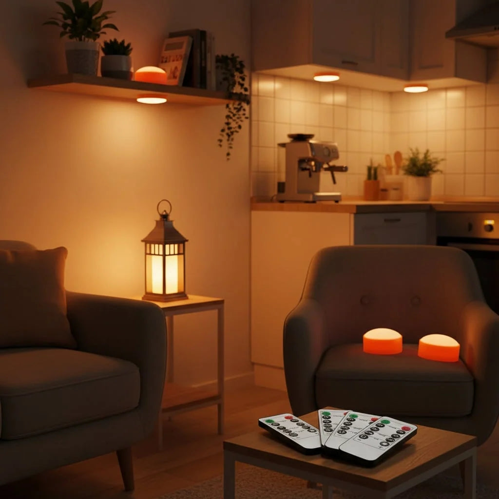 Puck Lights Battery-Operated Remote-Controlled LED Heredity