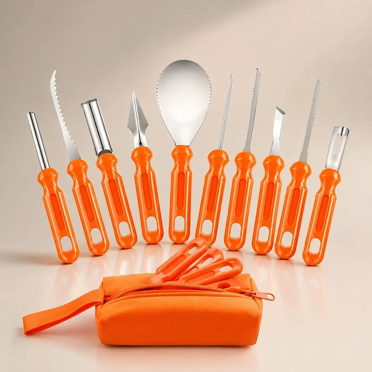 Pumpkin Carving Tool Set Stainless Steel 10-Piece With Storage Pouch