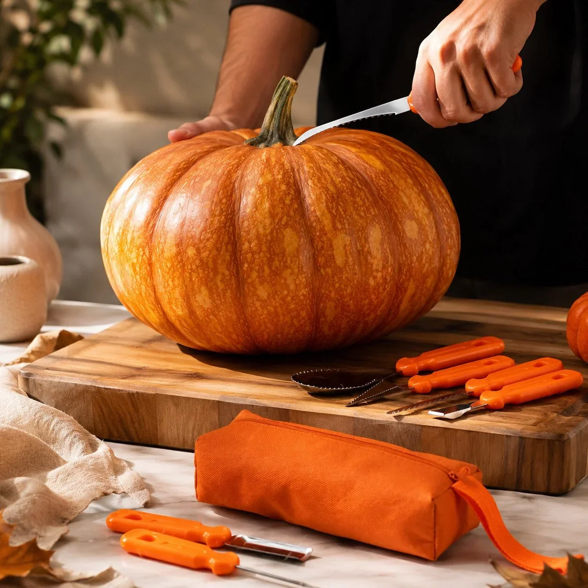 Pumpkin Carving Tool Set Stainless Steel 10-Piece With Storage Pouch