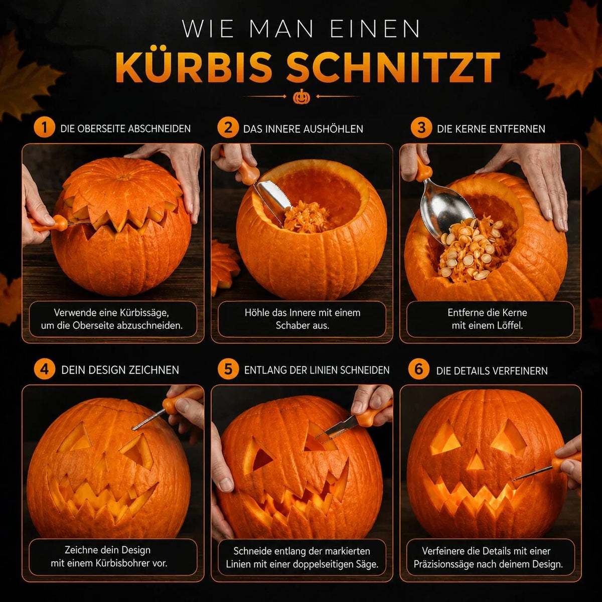 Pumpkin Carving Tool Set Stainless Steel 10-Piece With Storage Pouch