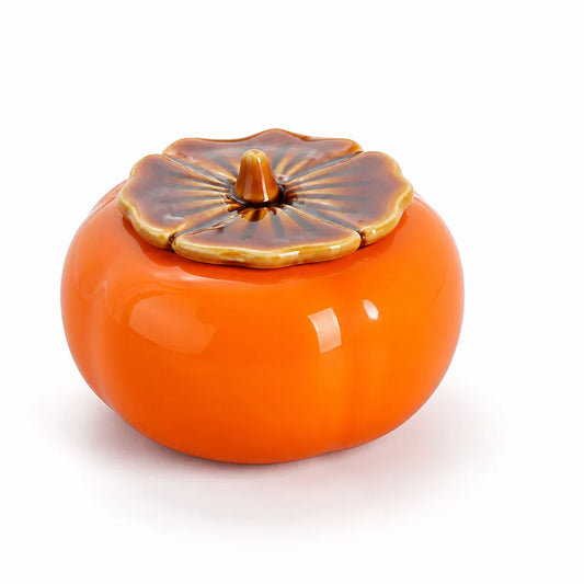 Pumpkin Container Ceramic Detailed Leaf Lid Easy Clean