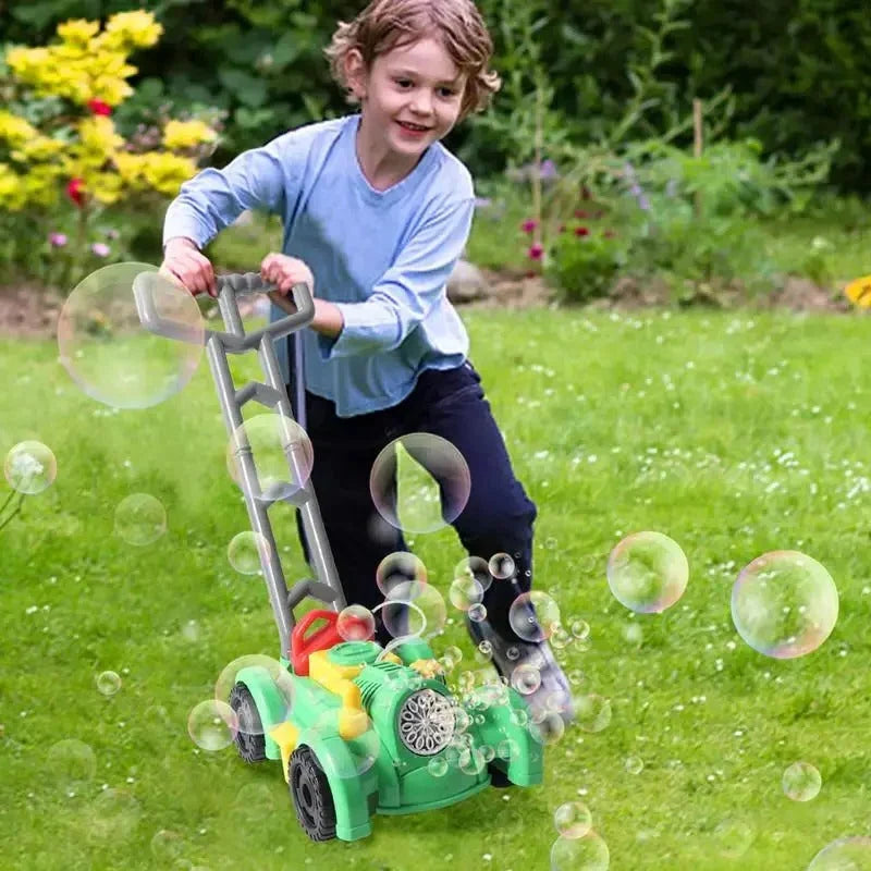 Push Mower Toy Wheel-Activated Bubble-Blowing