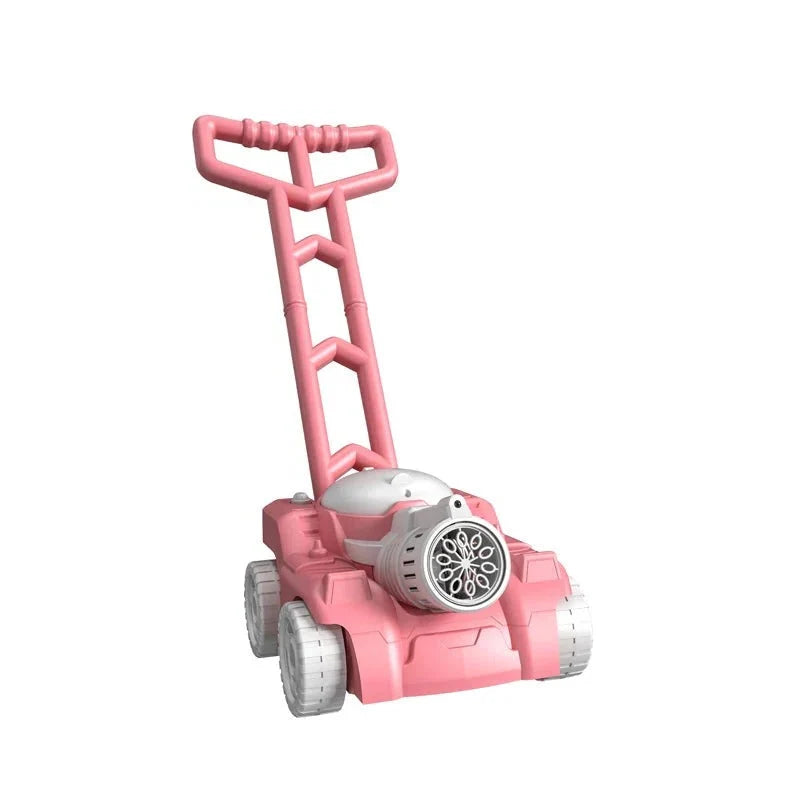 Push Mower Toy Wheel-Activated Bubble-Blowing