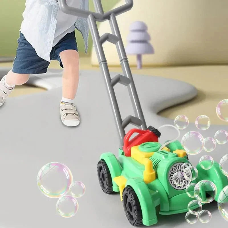 Push Mower Toy Wheel-Activated Bubble-Blowing