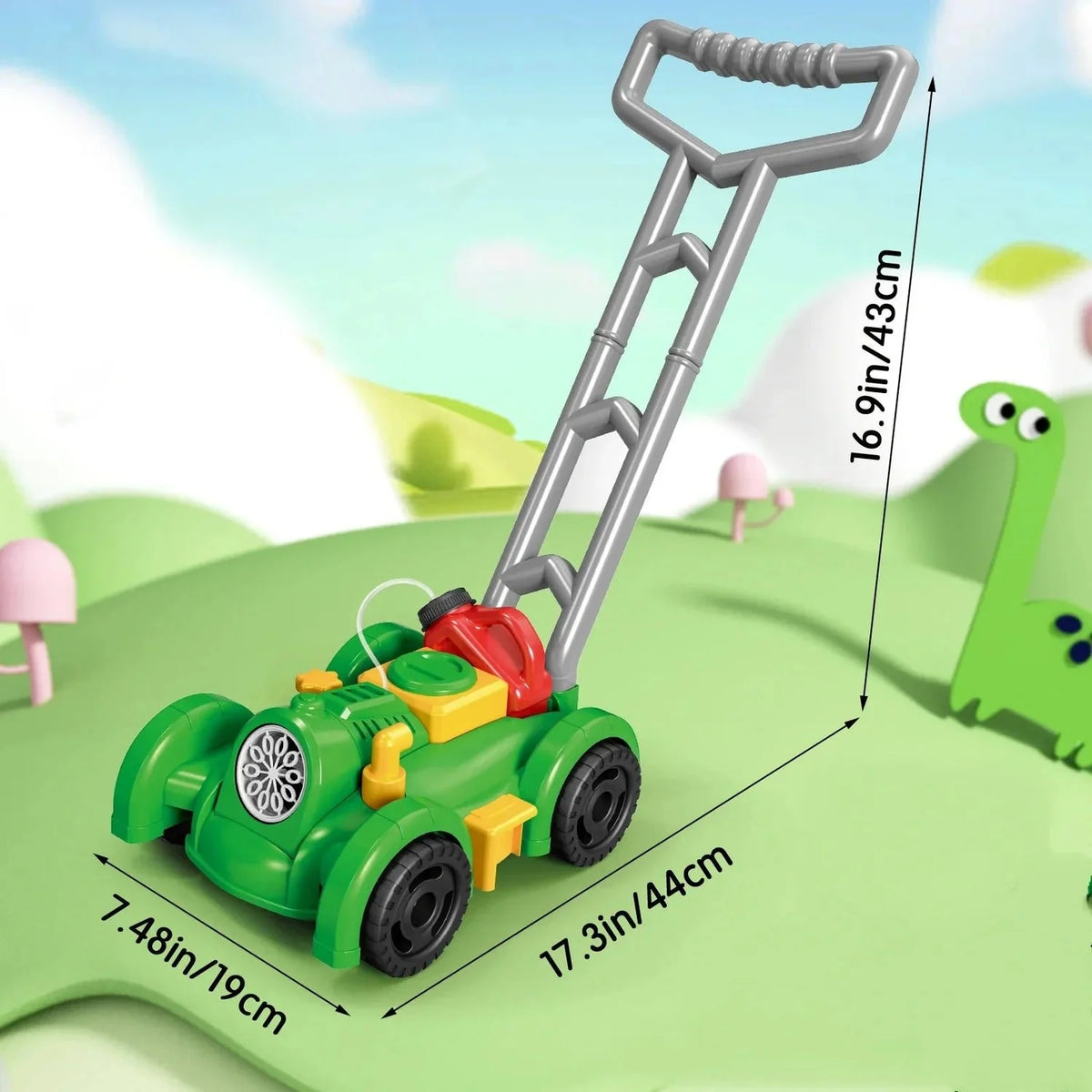 Push Mower Toy Wheel-Activated Bubble-Blowing