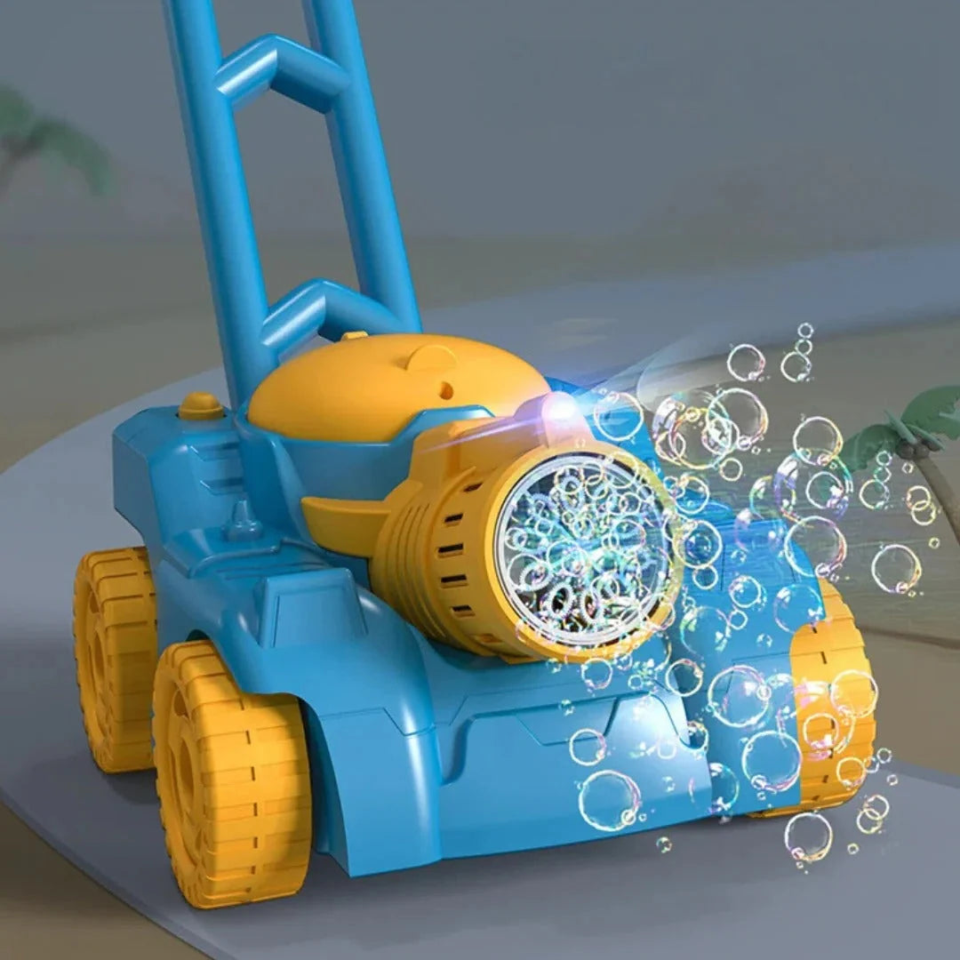Push Mower Toy Wheel-Activated Bubble-Blowing