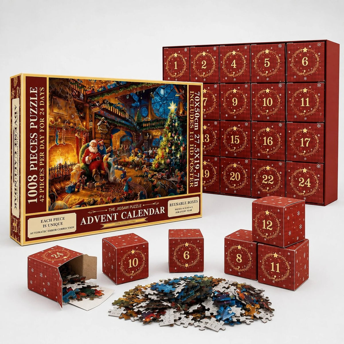 Puzzle Advent Calendar 1,008-Piece 24-Day Christmas Countdown