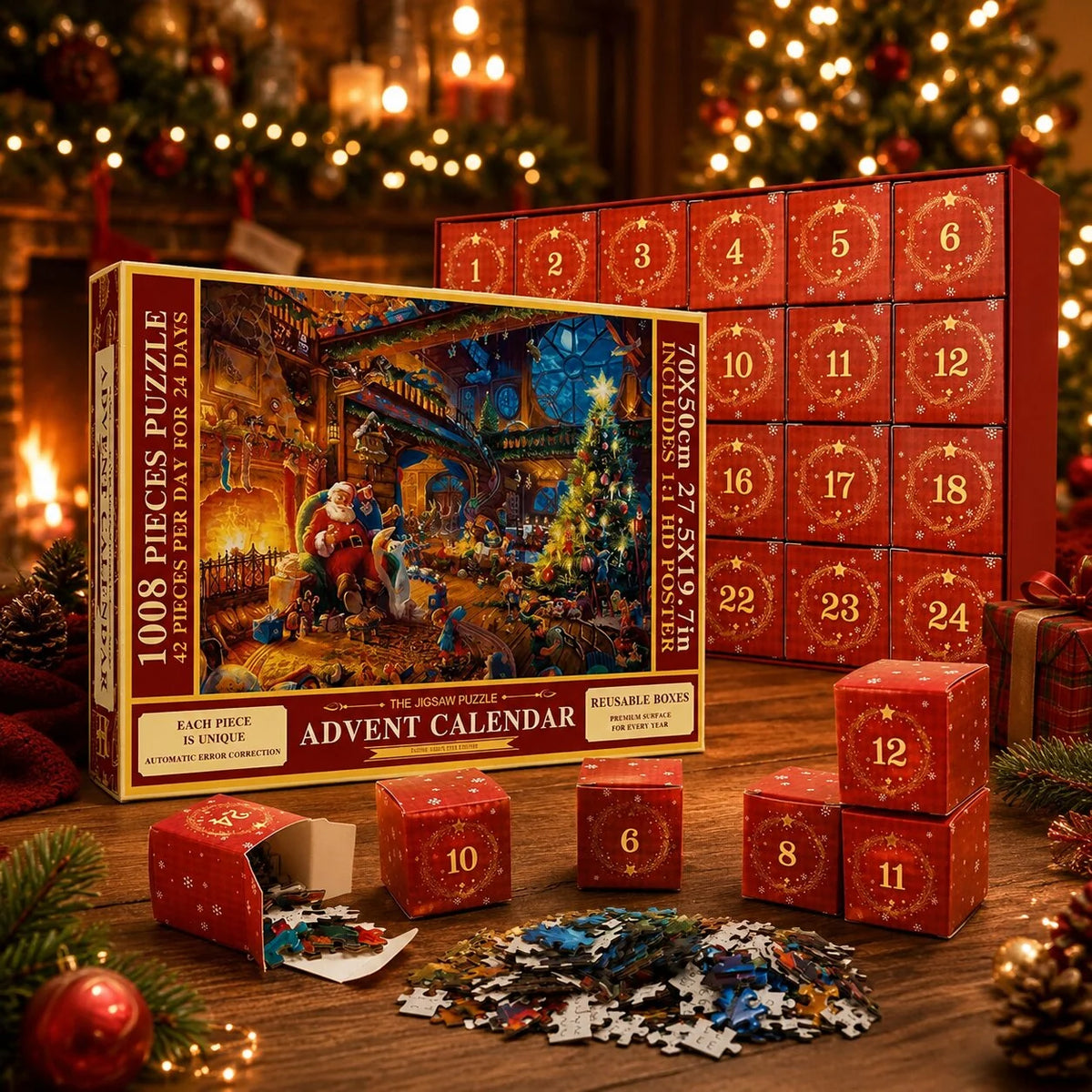 Puzzle Advent Calendar 1,008-Piece 24-Day Reference Poster Included