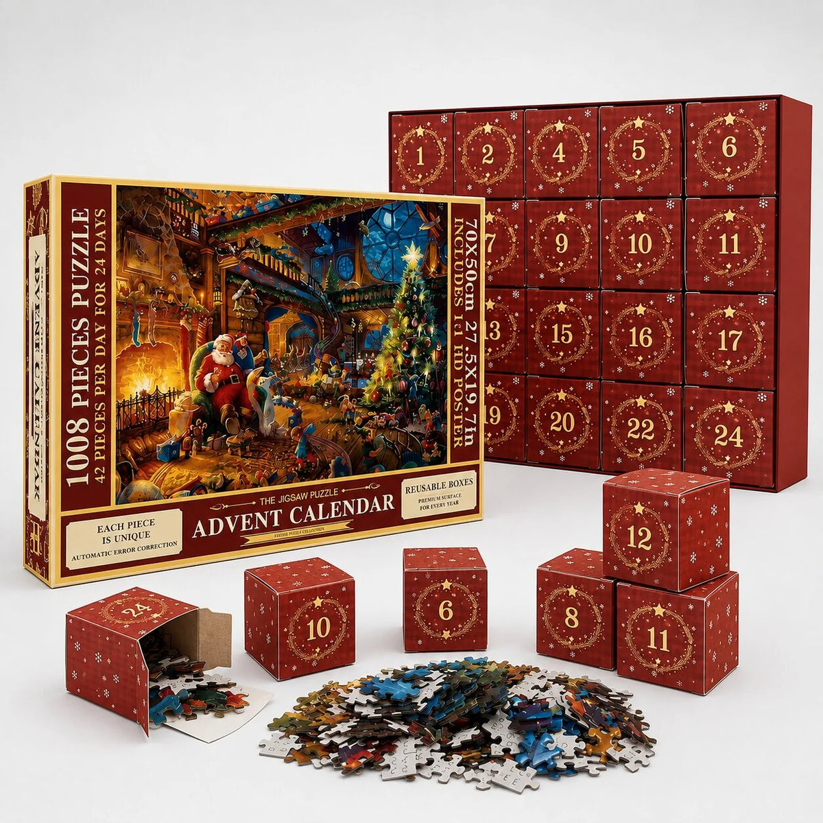 Puzzle Advent Calendar 1,008-Piece 24-Day Reference Poster Included