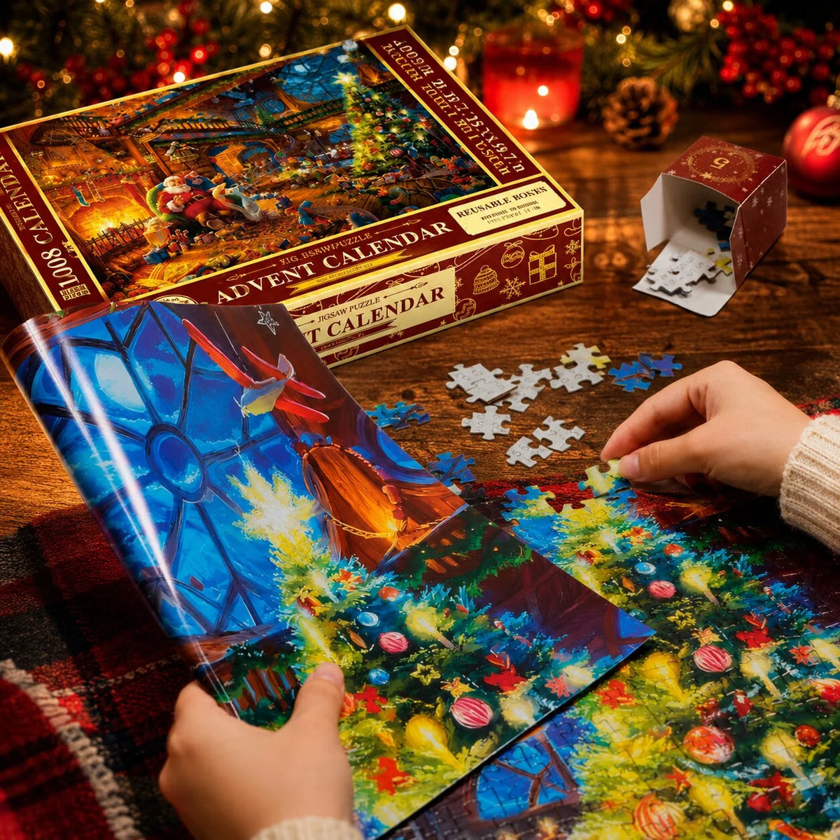 Puzzle Advent Calendar 1,008-Piece 24-Day Reference Poster Included