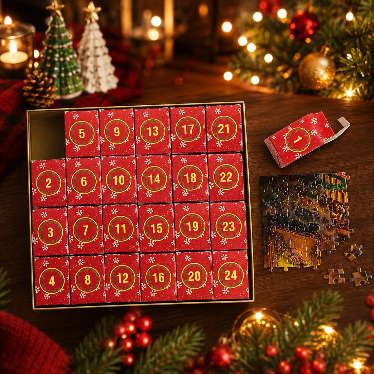 Puzzle Advent Calendar 1,008-Piece 24-Day Reference Poster Included