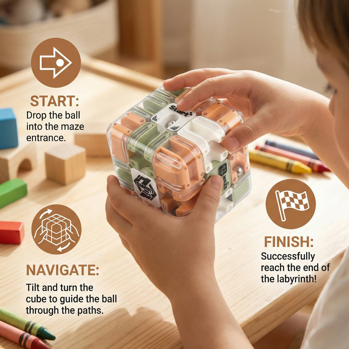 Puzzle Cube Clear Maze Sealed Metal Ball Pocket-Sized