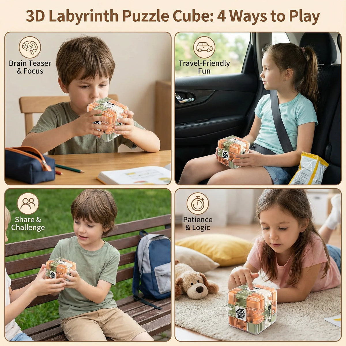 Puzzle Cube Clear Maze Sealed Metal Ball Pocket-Sized