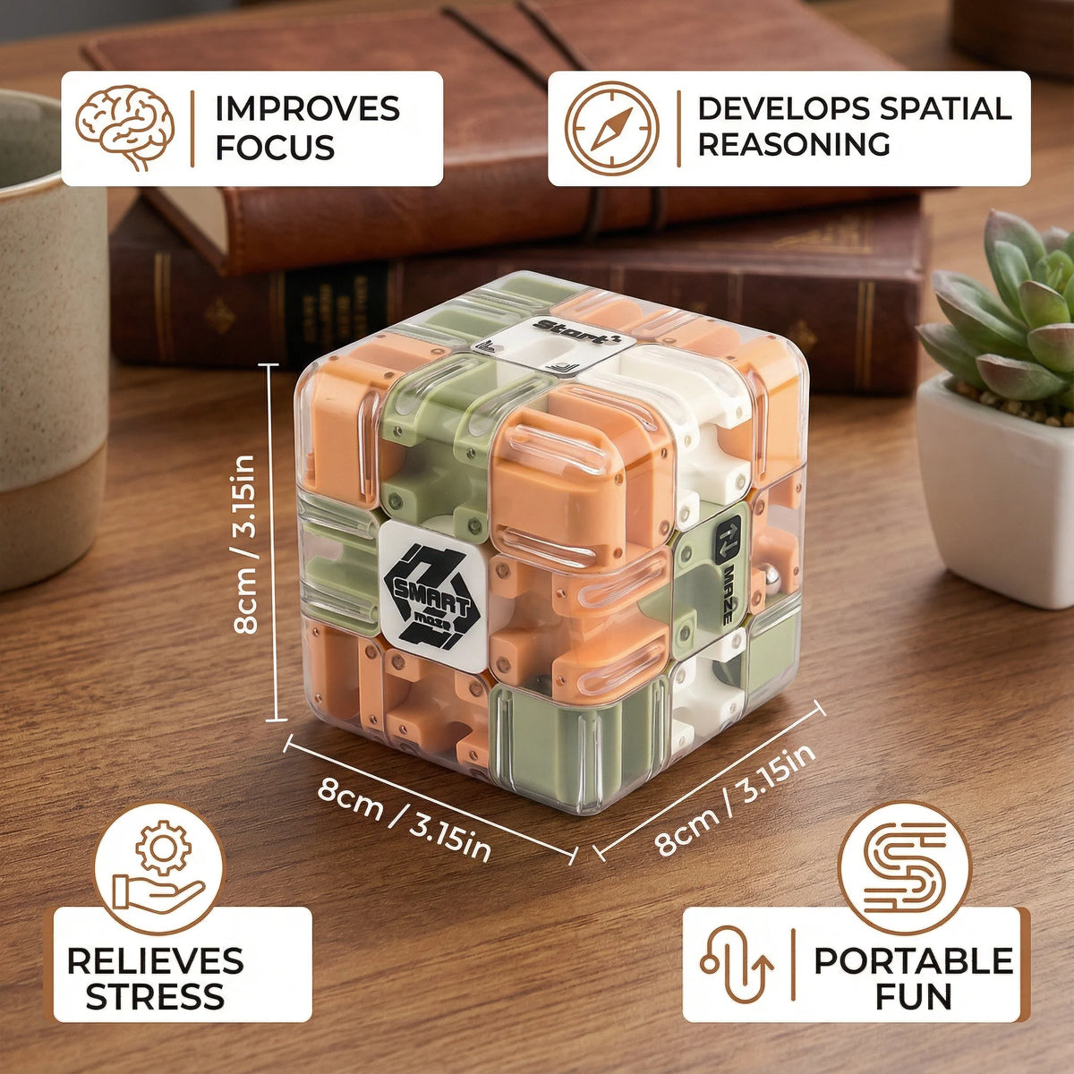 Puzzle Cube Clear Maze Sealed Metal Ball Pocket-Sized