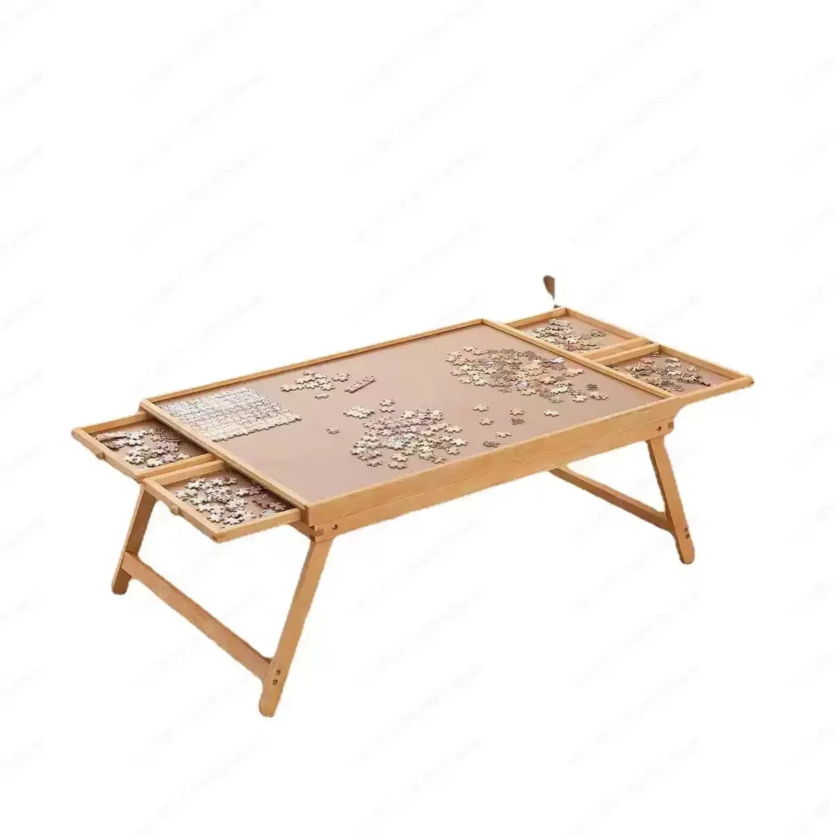 Puzzle Table Folding Wooden 1,500-Piece Capacity Four Drawers